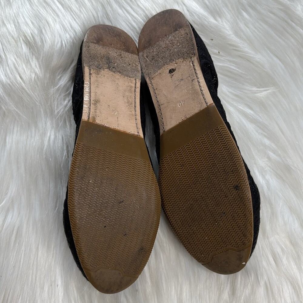 Miu Miu Black Shimmer Fabric and Leather Bow Embellished Scrunch Flat - Picture 9 of 9